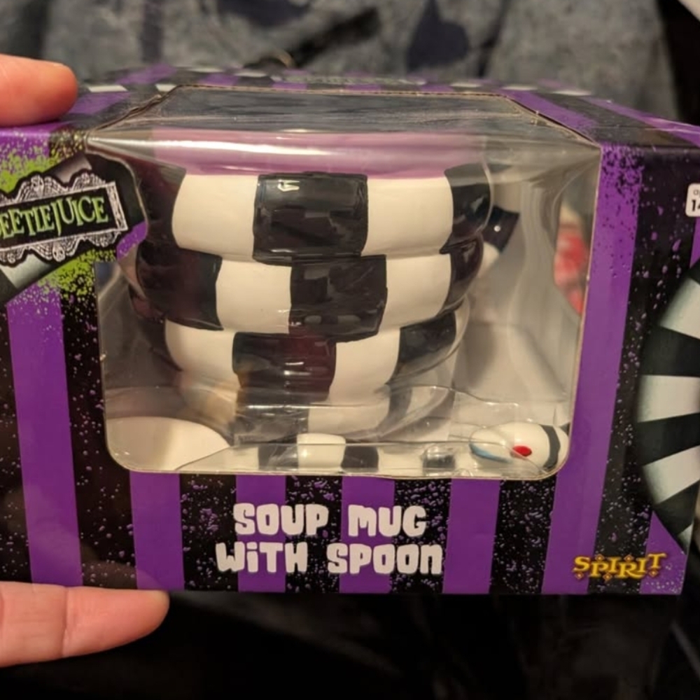 Beetlejuice Black and White Soup Mug with Spoon